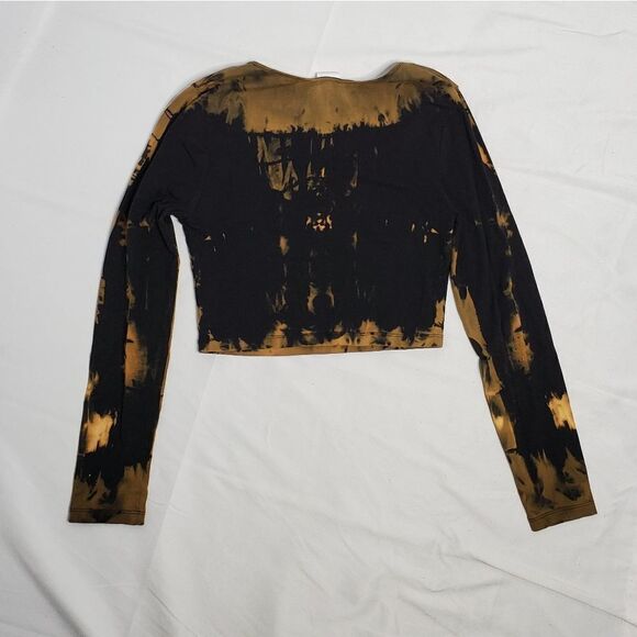 VS PINK custom black bleach dyed long‎ sleeve crop top M - Picture 3 of 8